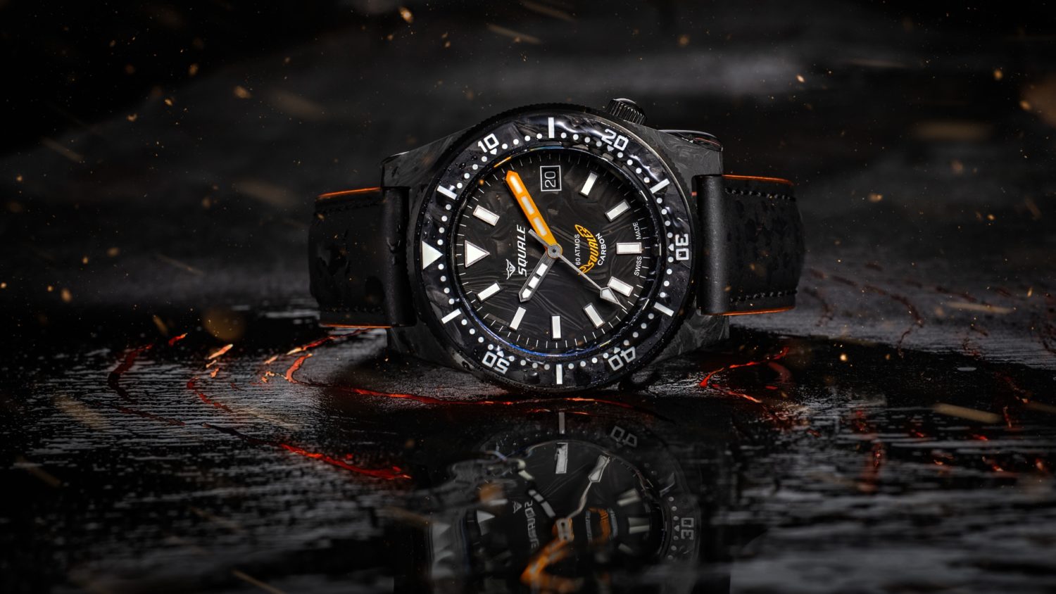 Squale is proud to present the new edition of the T-183 Forged Carbon models. Honoring Squale’s pioneering spirit, we strove to improve our products by introducing a forged carbon bezel, completely in SuperLuminova, and a new dial of the same material.
 – ©Supersquale_Grey